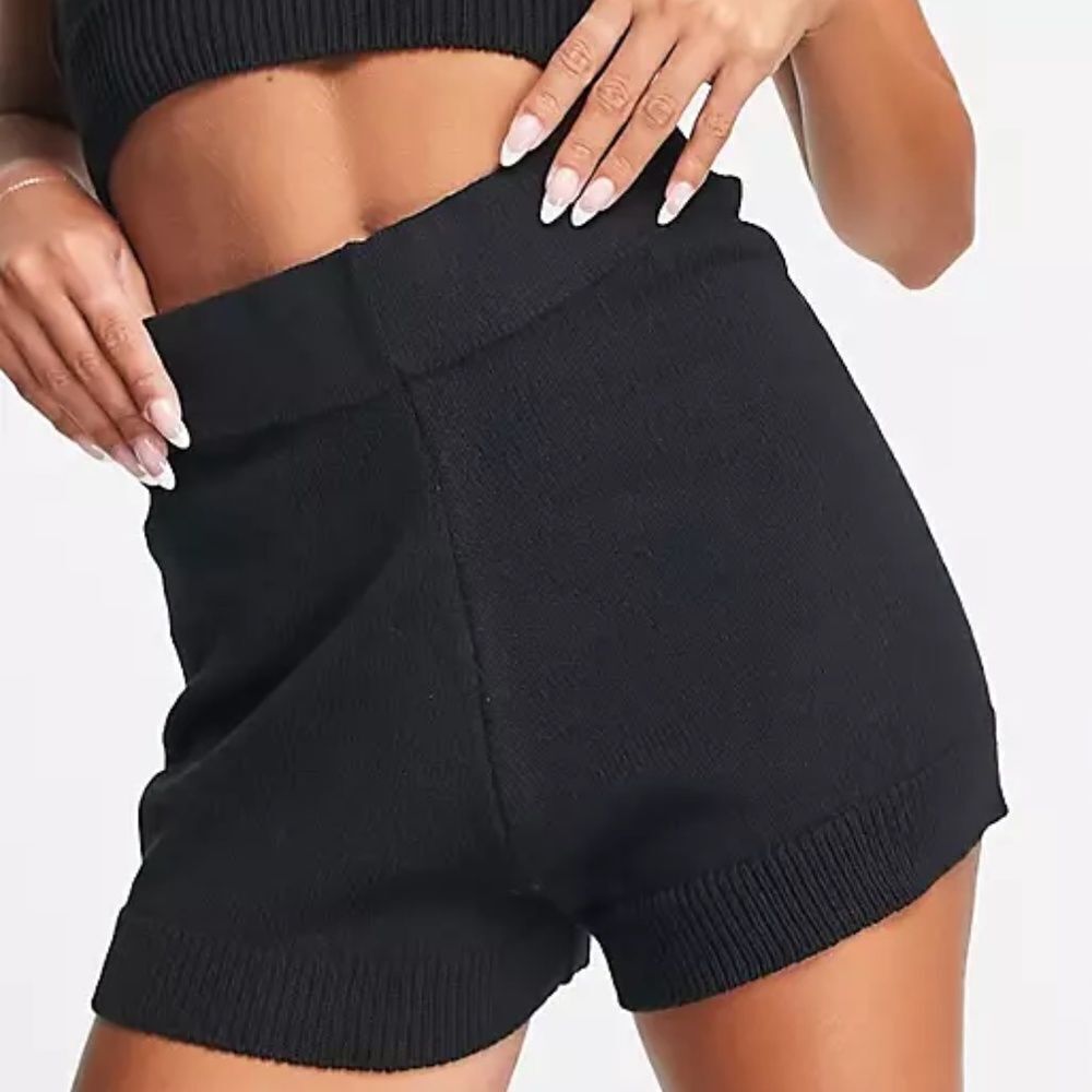 Topshop Black High Waist Knit Shorts